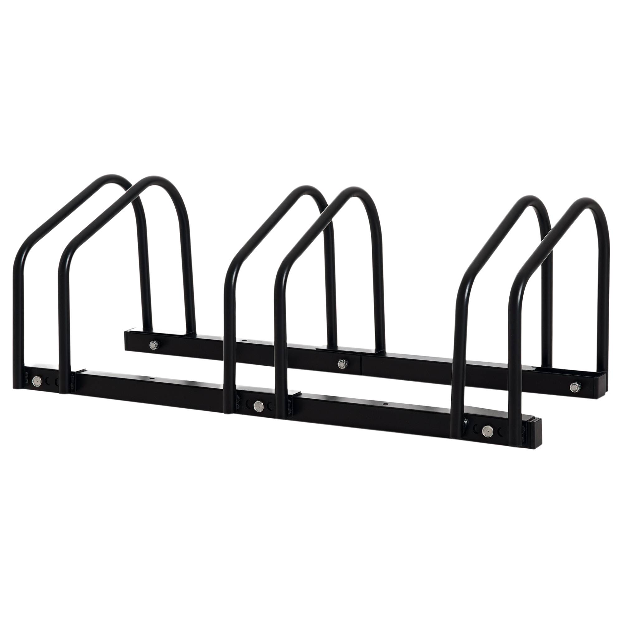 Support de stationnement pour 3 vélos, en acier, pour fixation au sol ou murale, 76 x 33 x 27 cm, noir - Image 1