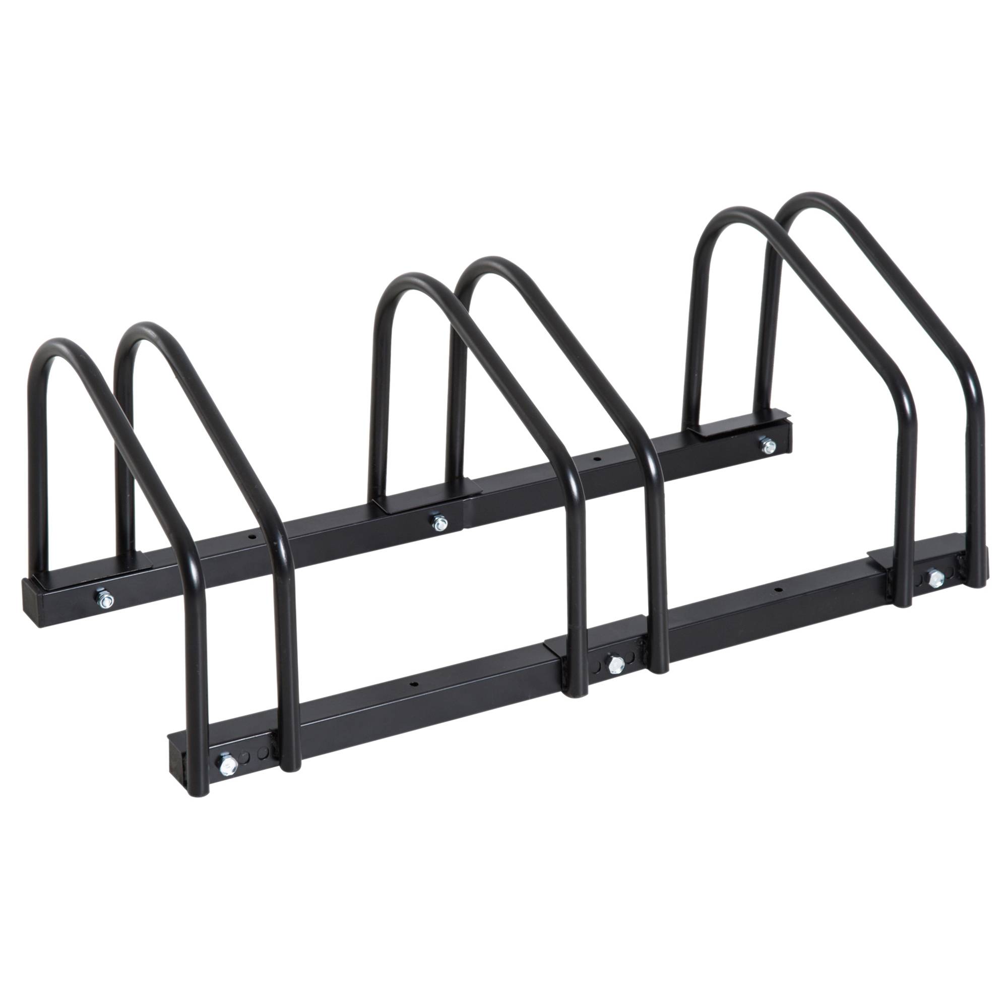 Support de stationnement pour 3 vélos, en acier, pour fixation au sol ou murale, 76 x 33 x 27 cm, noir - Image 2