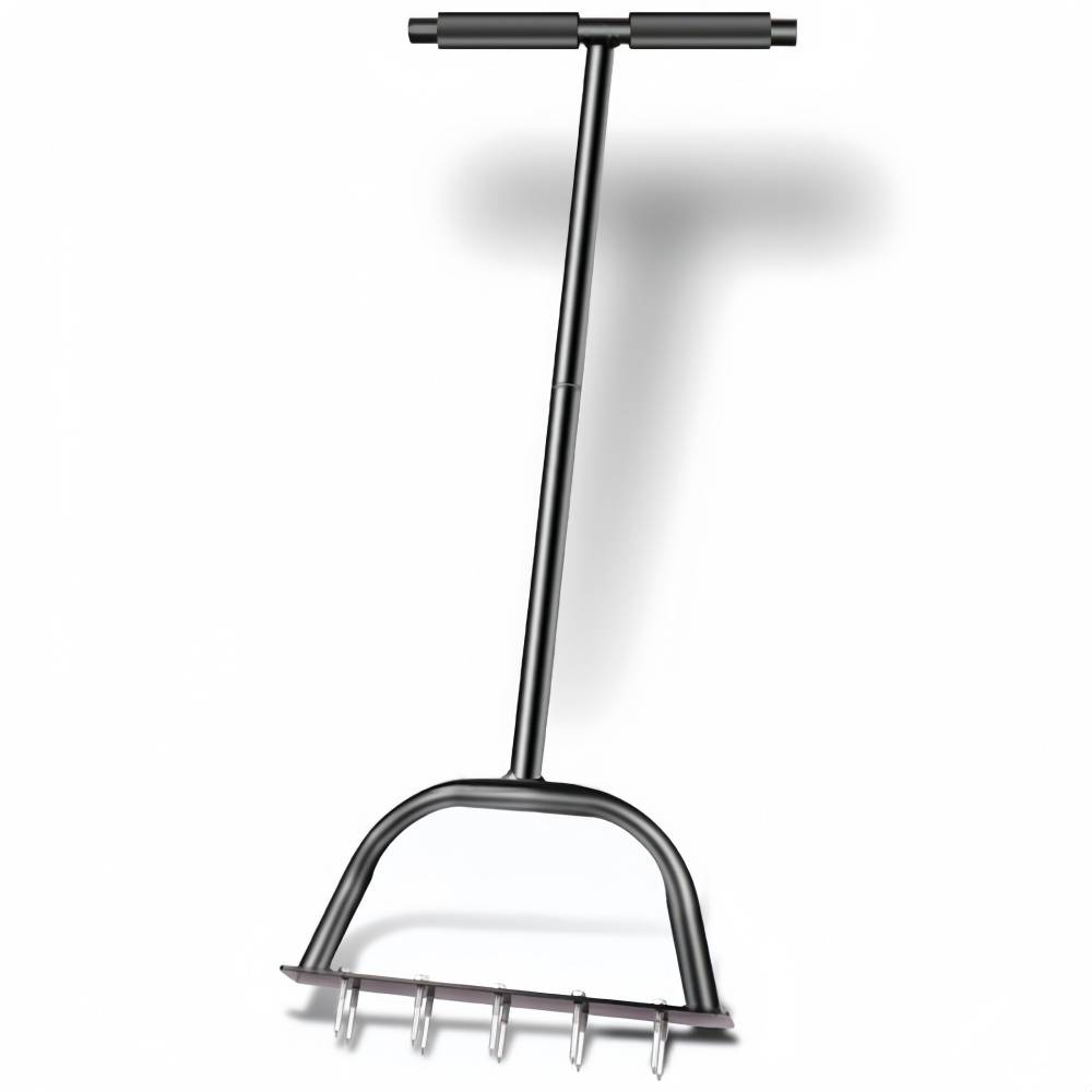Scarificateur-Aérateur de pelouse manuel - 10 pointes en acier carbone - Poignée ergonomique T - 83 cm - Living123 - Image 1