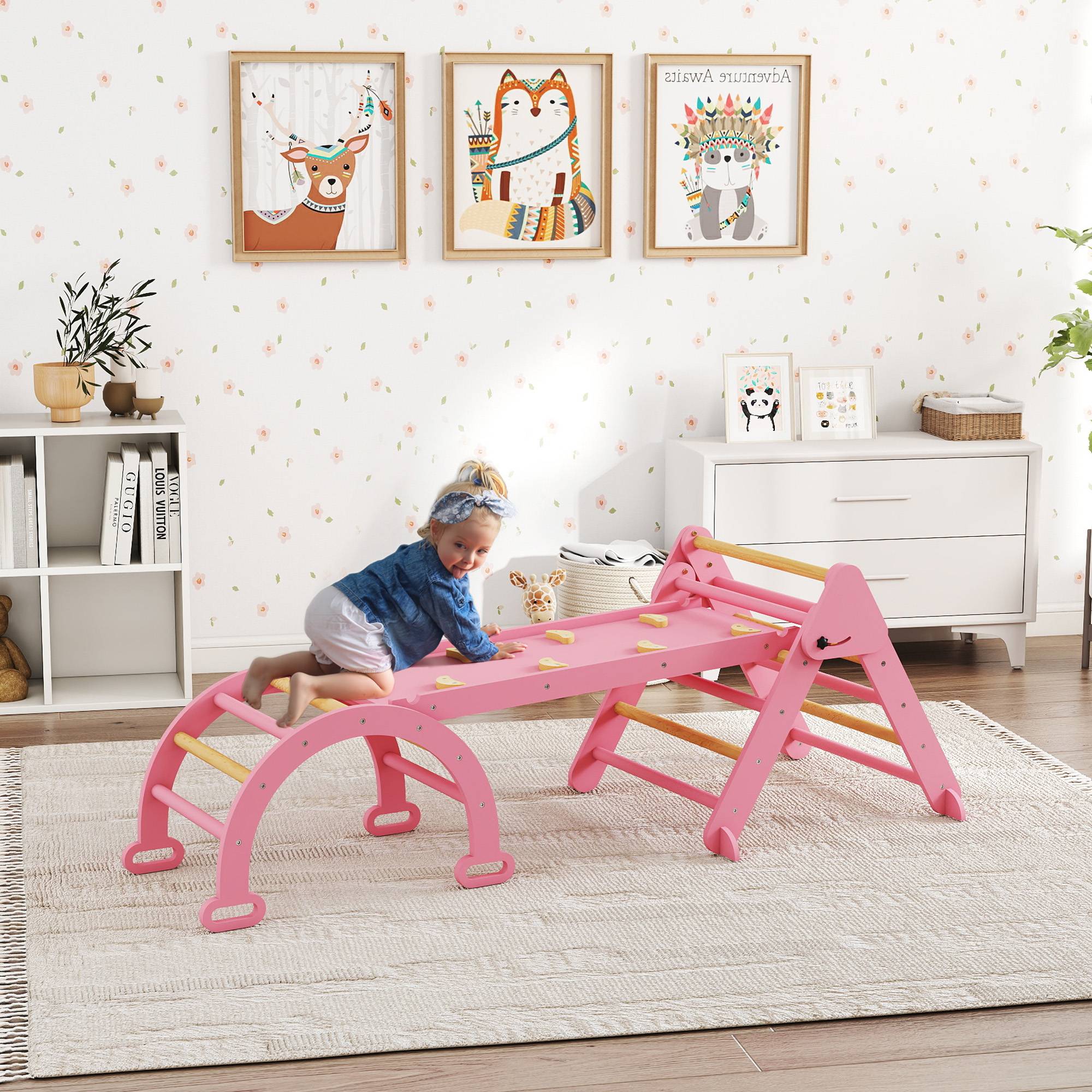 Sans Marque - Structure escalade intérieur triangle pliable 7en1 toboggan arche escalade - Image 3
