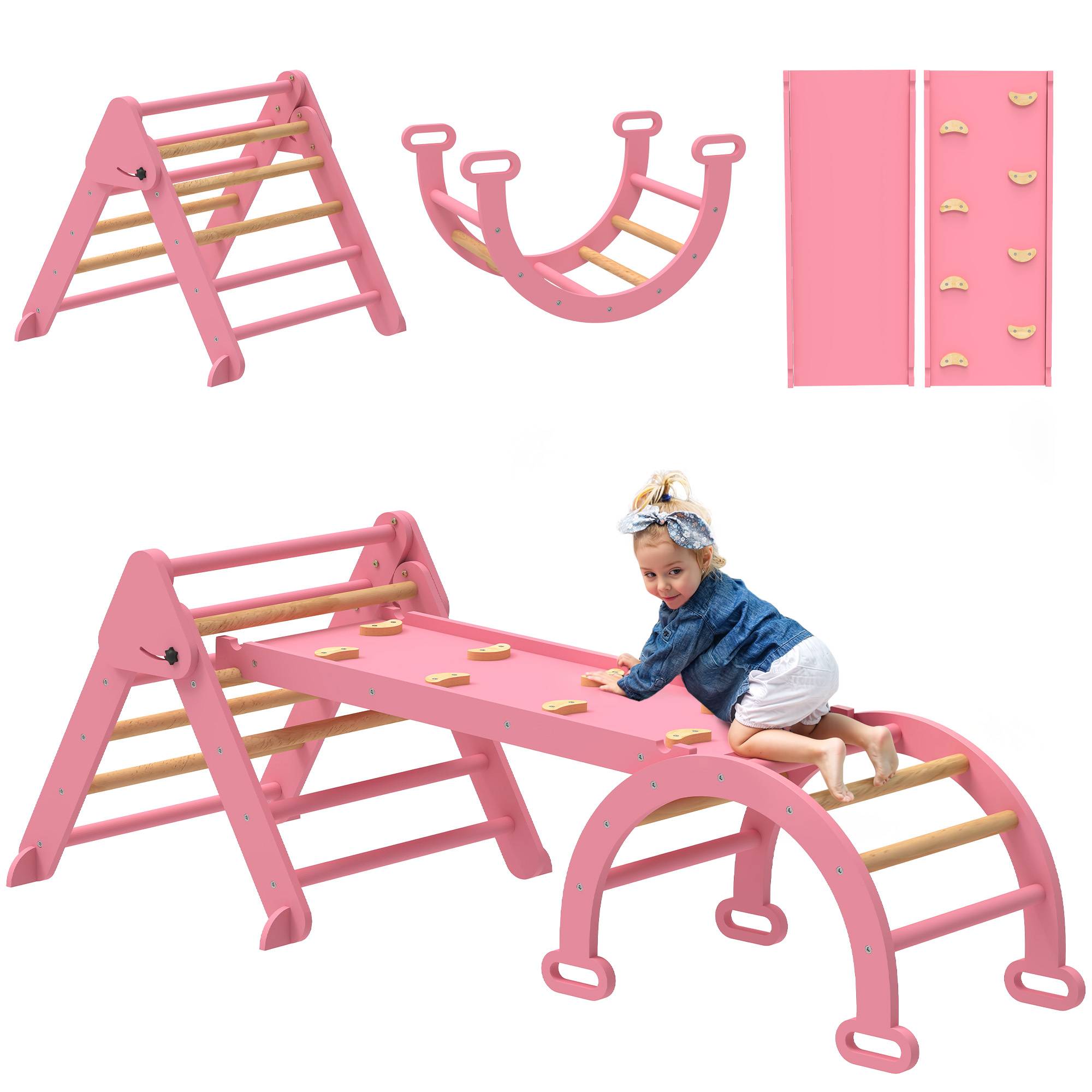 Sans Marque - Structure escalade intérieur triangle pliable 7en1 toboggan arche escalade - Image 1