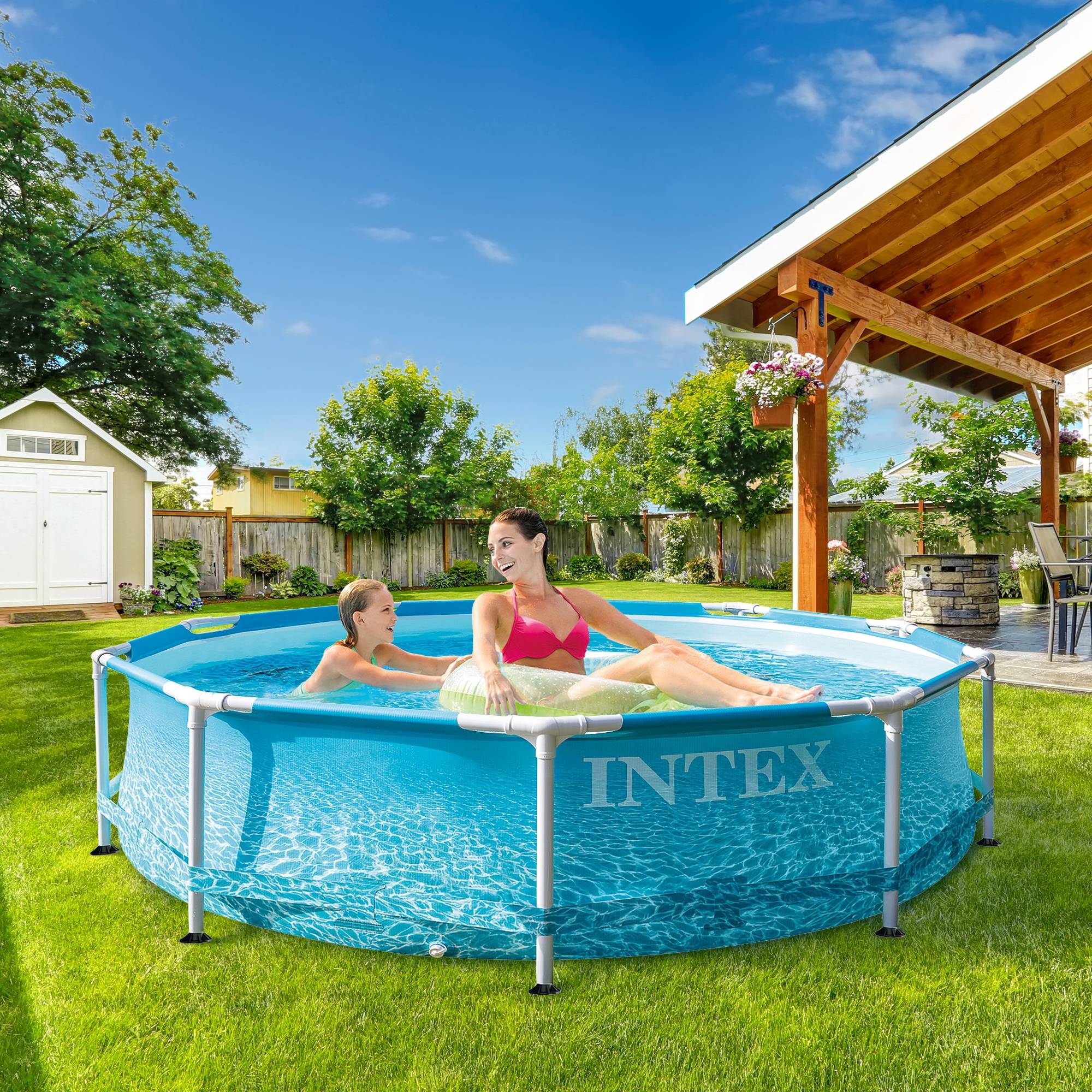 Intex - Intex Piscine avec cadre métallique familiale pour enfants 305 x 76cm ronde bleu - Imagen 4