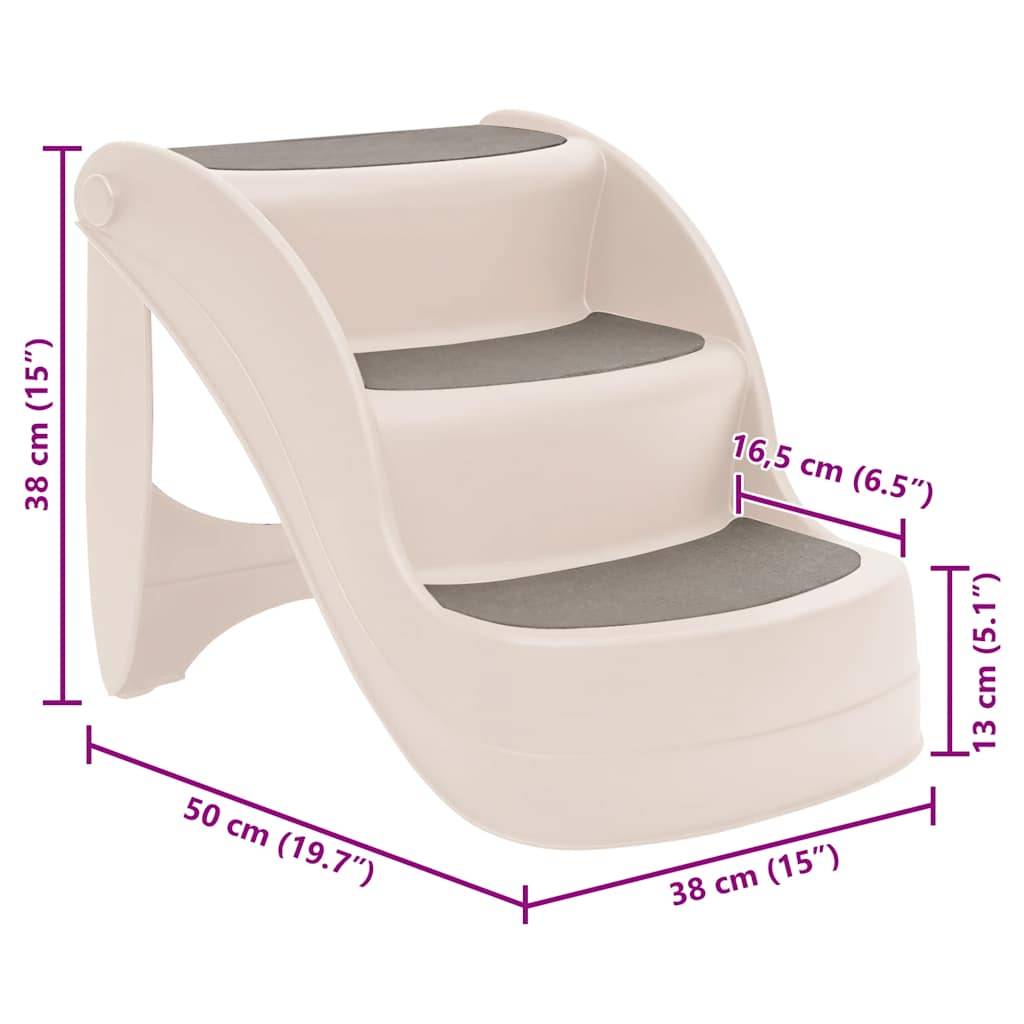 Vidaxl - Escalier pliable 3 marches pour chien Crème 50x38x38 cm vidaXL 152233 - Imagen 3