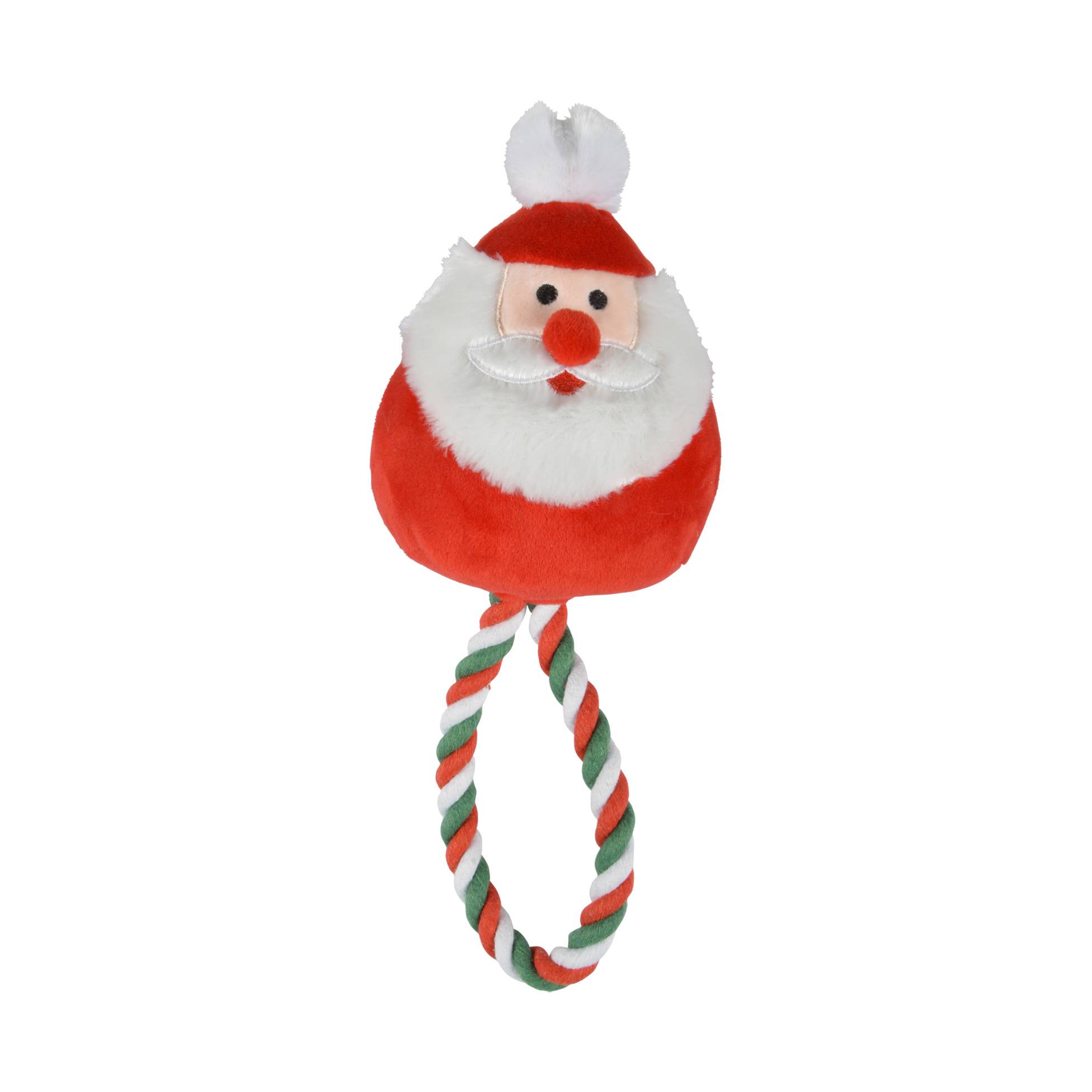 Jeu peluche Pere Noel et corde pour chien - Image 1