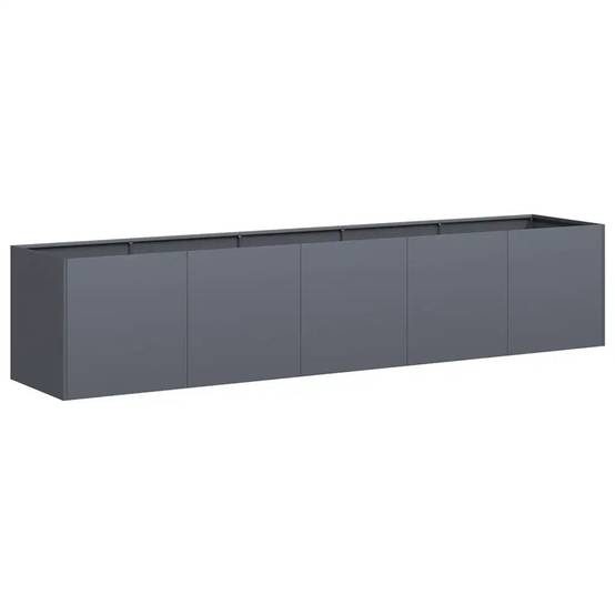 Jardinière rectangulaire moderne pour jardin balcon 200 x 40 x 40 cm avec fond ouvert esthétique en acier laminé à froid anthracite - Image 1