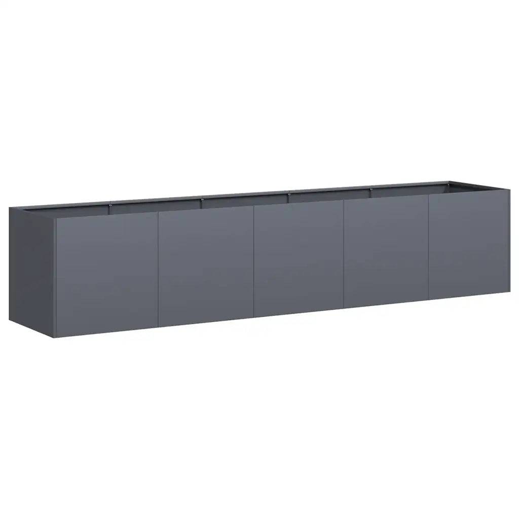 Jardinière rectangulaire moderne pour jardin balcon 200 x 40 x 40 cm avec fond ouvert esthétique en acier laminé à froid anthracite - Image 1