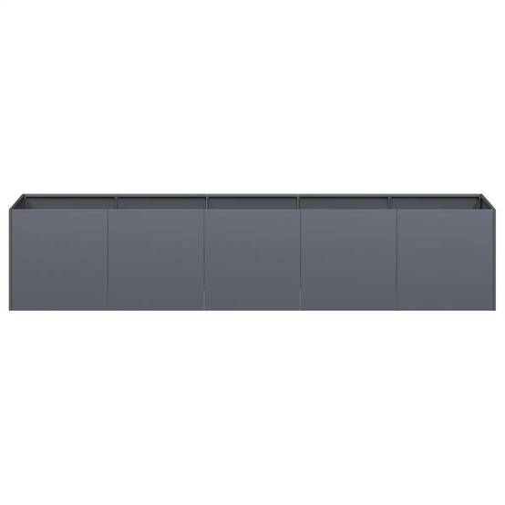 Jardinière rectangulaire moderne pour jardin balcon 200 x 40 x 40 cm avec fond ouvert esthétique en acier laminé à froid anthracite - Image 2