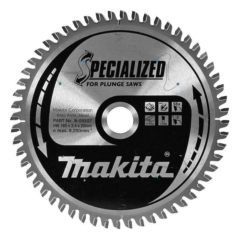Makita - Lame Carbure MAKITA B-09307 (B-33021) forme TCG spécialisée Aluminium, pour scies plongeantes Ø 165 mm 56 Dents Makita