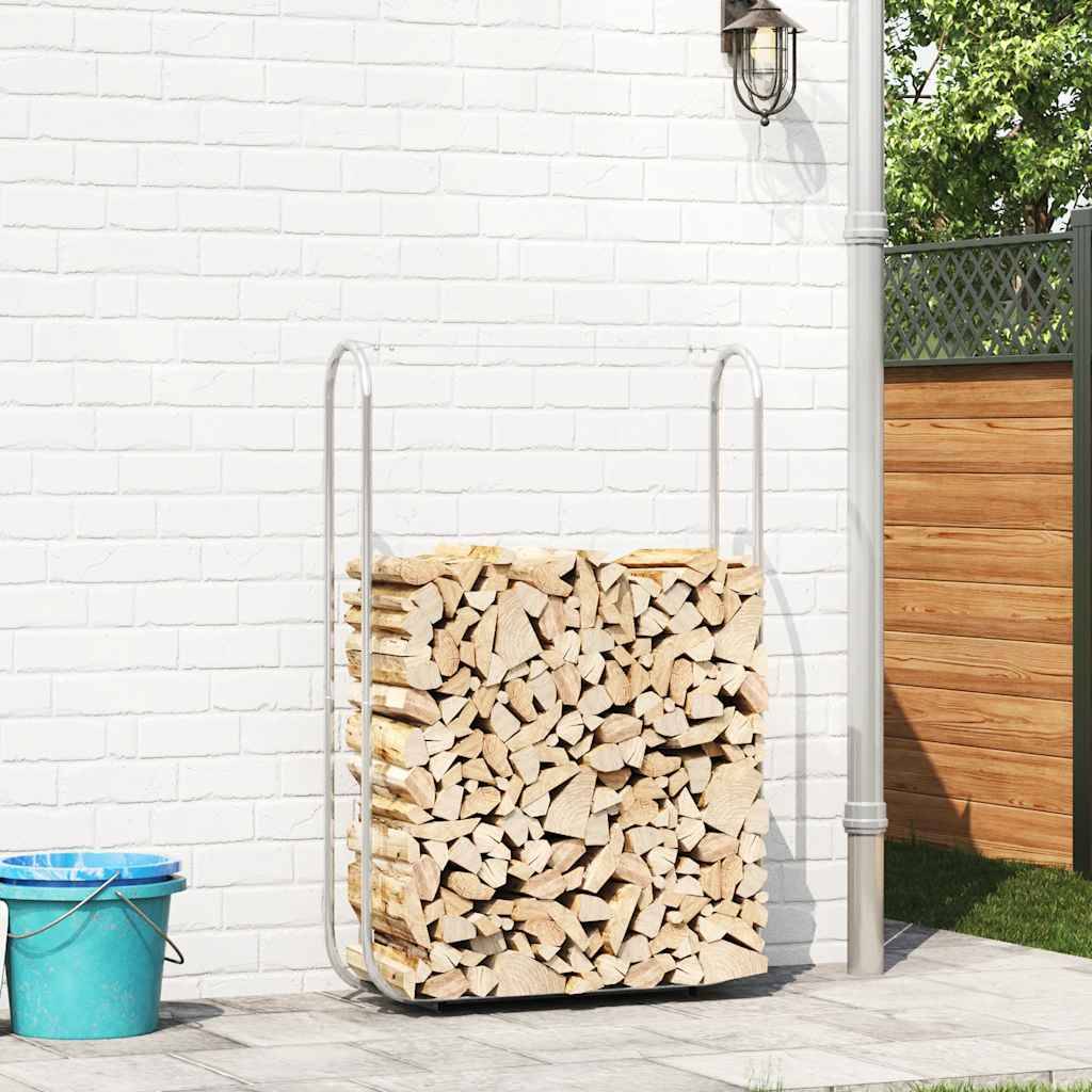 Range-bûches extérieur acier galvanisé stockage bois de chauffage jardin 100x25x150 cm Argenté - ComfortXL Outdoor Living - Image 3