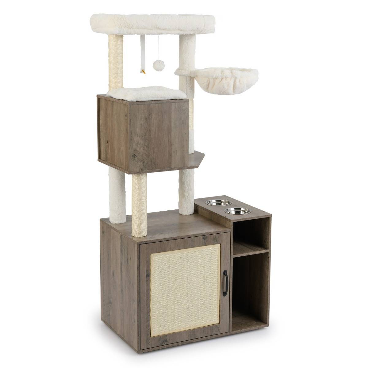 Maison Chic - Arbre à Chat avec Bac à Litière Tour pour Chat avec Poteau Tapis à Griffer en Sisal - Image 1