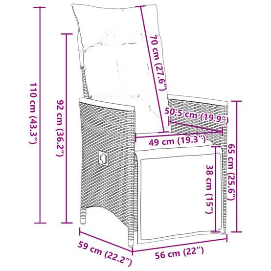 Salon de Jardin 8 Personnes Résine Tressée Fauteuils Inclinables Repose-pieds Gris – ComfortXL Outdoor Living - Image 3