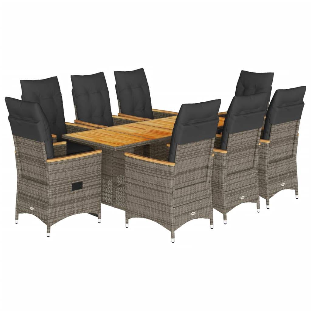 Salon de Jardin 8 Personnes Résine Tressée Fauteuils Inclinables Repose-pieds Gris – ComfortXL Outdoor Living - Image 2