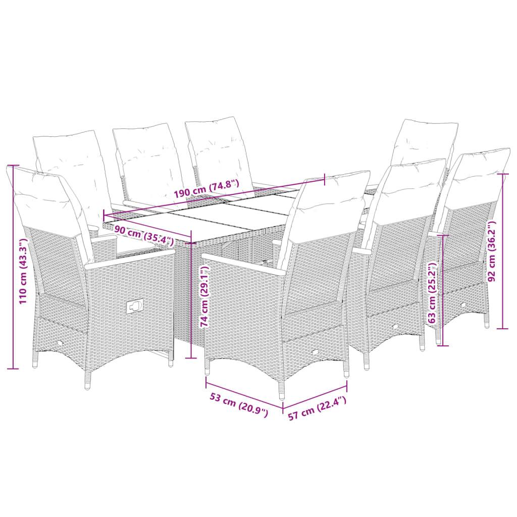 Salon de Jardin 8 Personnes Résine Tressée Fauteuils Inclinables Repose-pieds Gris – ComfortXL Outdoor Living - Image 9