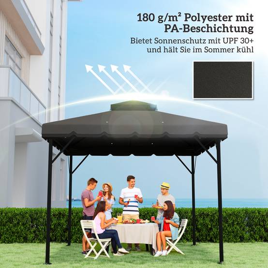 Toit de rechange pour pavillon de jardin polyester gris clair 300 x 300 x 1 cm - PANGIVO - Image 7