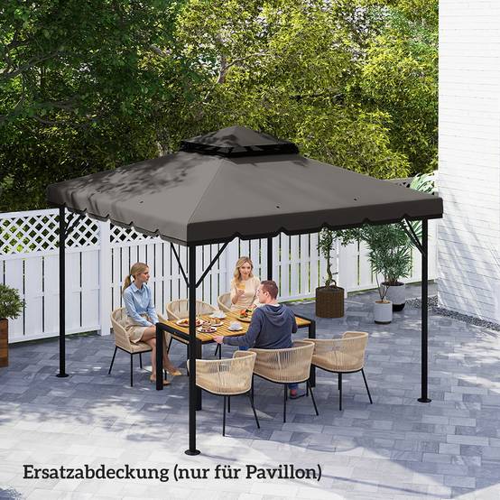 Toit de rechange pour pavillon de jardin polyester gris clair 300 x 300 x 1 cm - PANGIVO - Image 10
