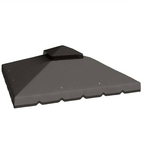 Toit de rechange pour pavillon de jardin polyester gris clair 300 x 300 x 1 cm - PANGIVO - Image 2
