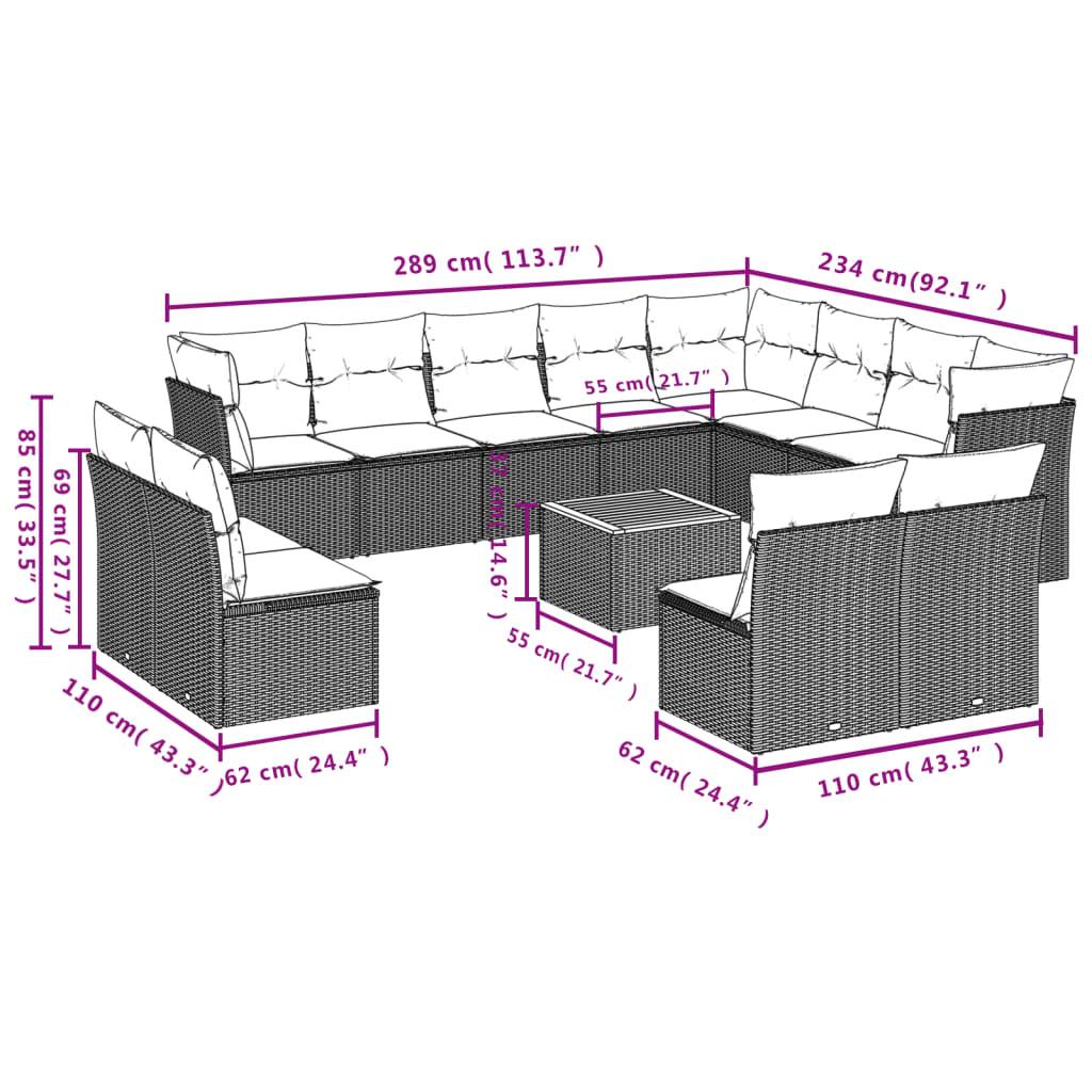 Salon de jardin modulable 13 pcs pour 12 personnes en résine tressée avec table basse pour terrasse Noir - ComfortXL Outdoor Living - Image 3