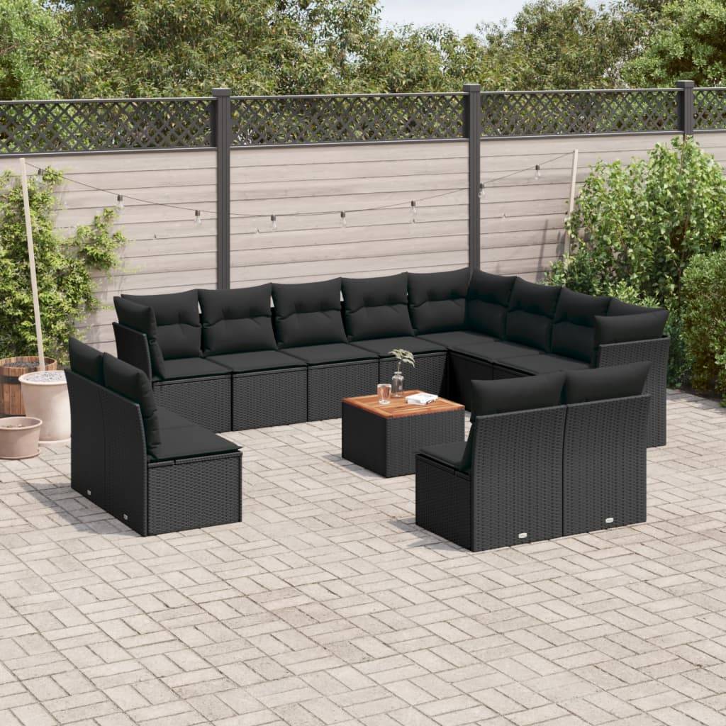 Salon de jardin modulable 13 pcs pour 12 personnes en résine tressée avec table basse pour terrasse Noir - ComfortXL Outdoor Living