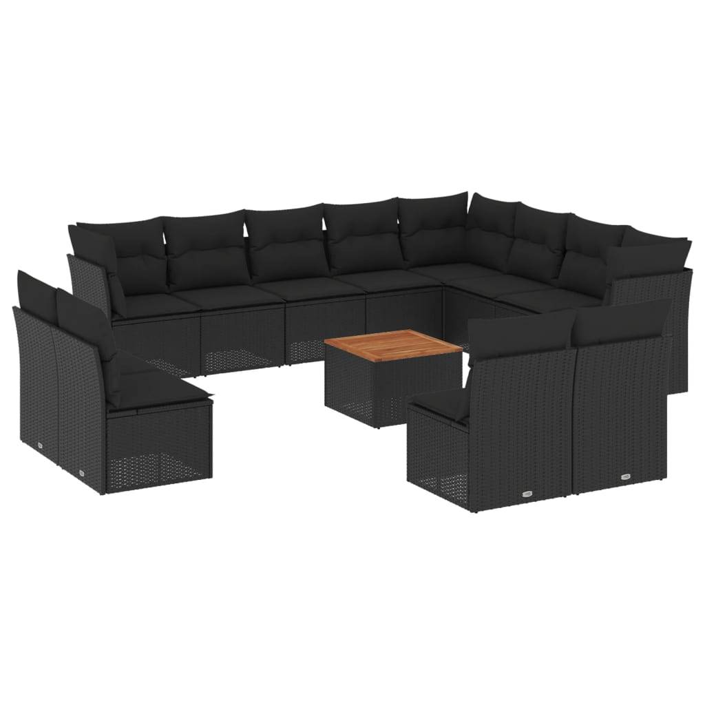 Salon de jardin modulable 13 pcs pour 12 personnes en résine tressée avec table basse pour terrasse Noir - ComfortXL Outdoor Living - Image 2