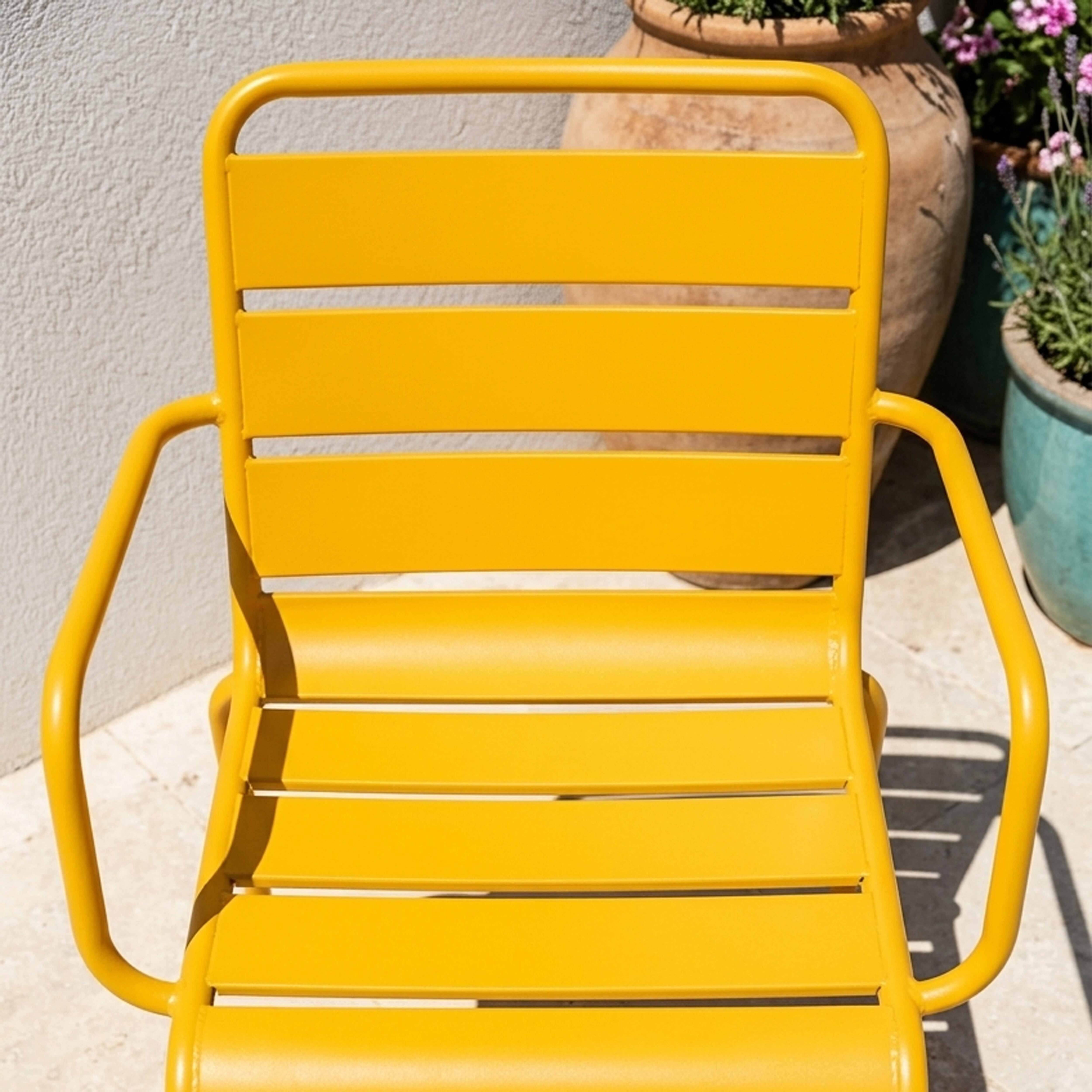 Oviala - Fauteuil de jardin en métal jaune Palavas - Oviala - Imagen 3