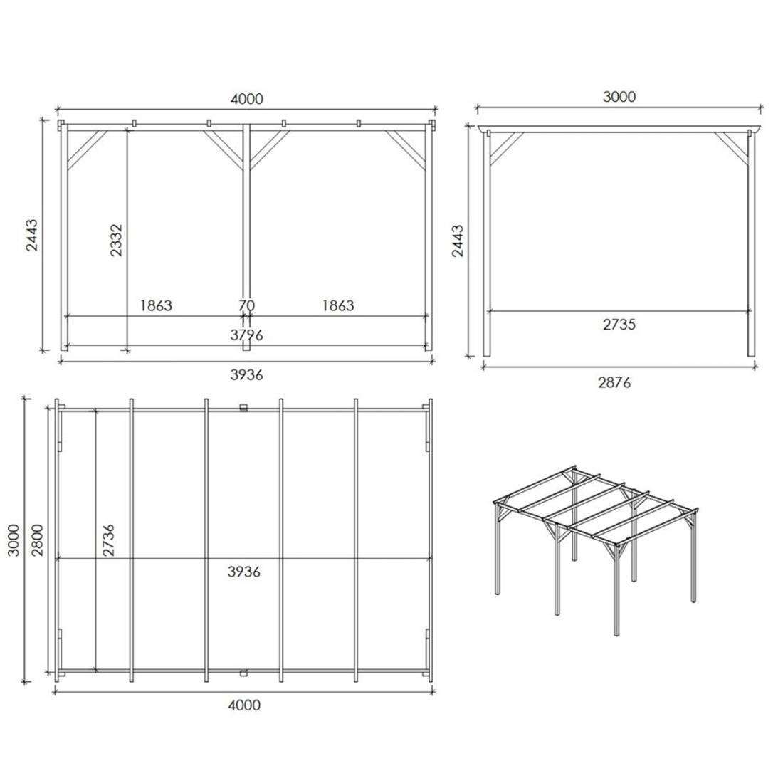 Altanka - Carport, abri de voiture 3x4 m - 12 m2 - CAR13 - ALTANKA - Image 3
