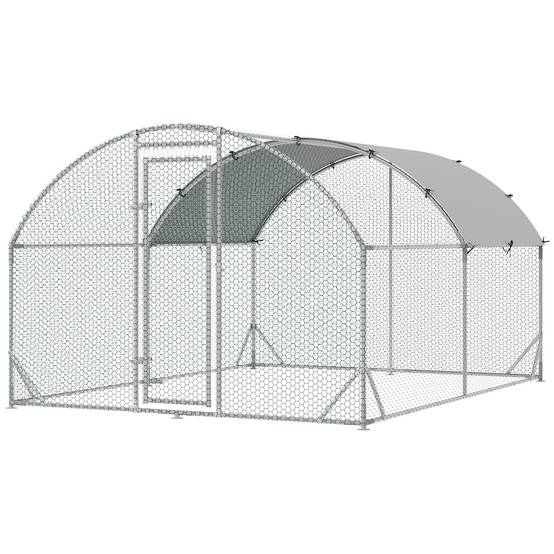 Enclos pour volailles acier galvanisé argenté 380 x 280 x 197 cm - PANGIVO - Image 2