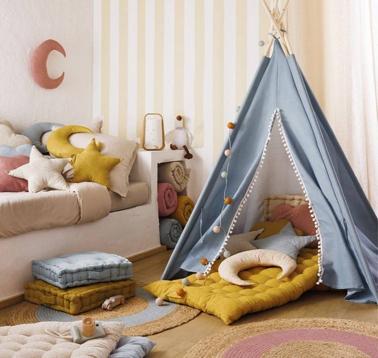Atmosphera - Coussin enfant "nuage" - ATMOSPHERA - Coton - Jaune Ocre - Imagen 4