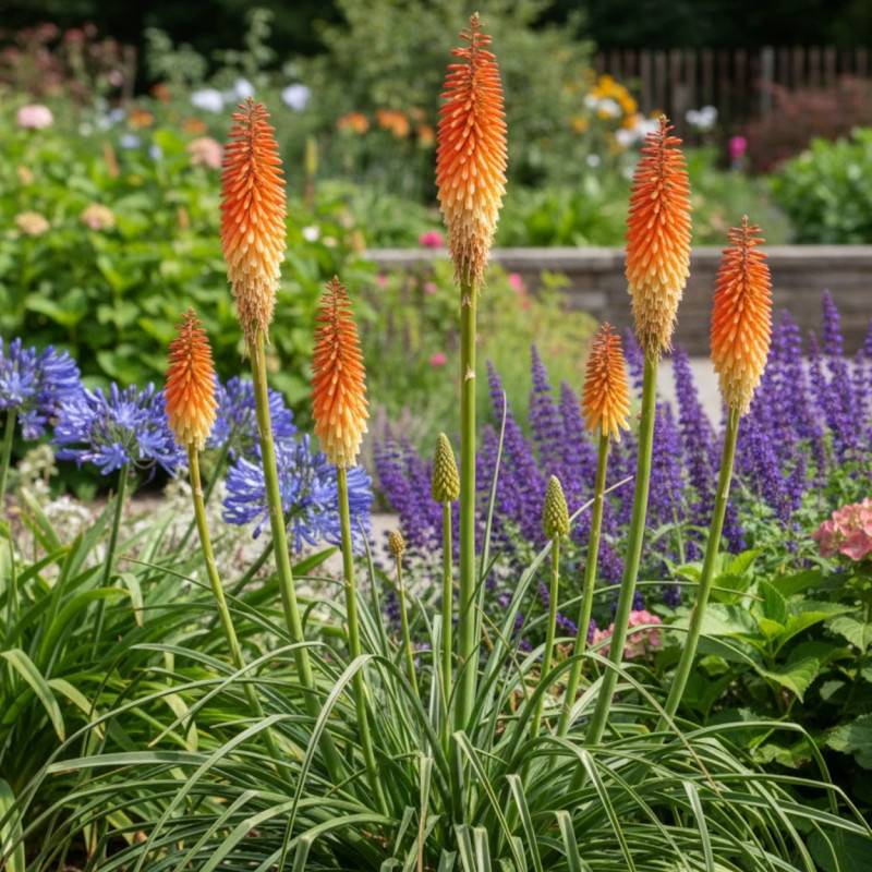 Kniphofia, Tison de Satan Alcazar à fleurs Orange/ - feuillage Caduc - Godet - 5/20 cm - Imagen 3
