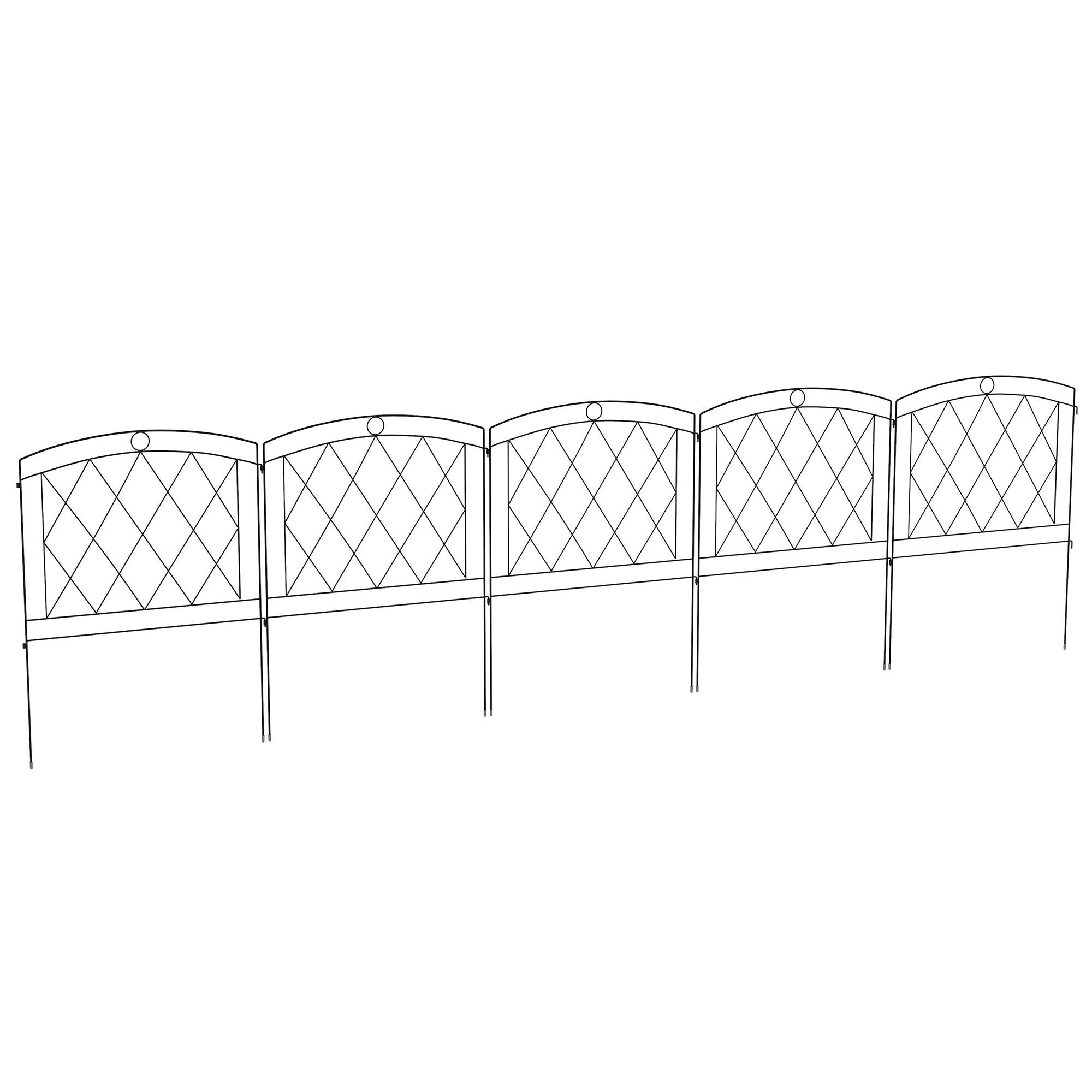 Outsunny - Lot de 5 panneaux de clôture de jardin métal noir - Outsunny - Imagen 1