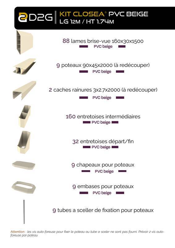 Closea - Kit cloture - Lame 16cm - PVC Beige - LG: 12m x H: 1m74 Closea - Image 4