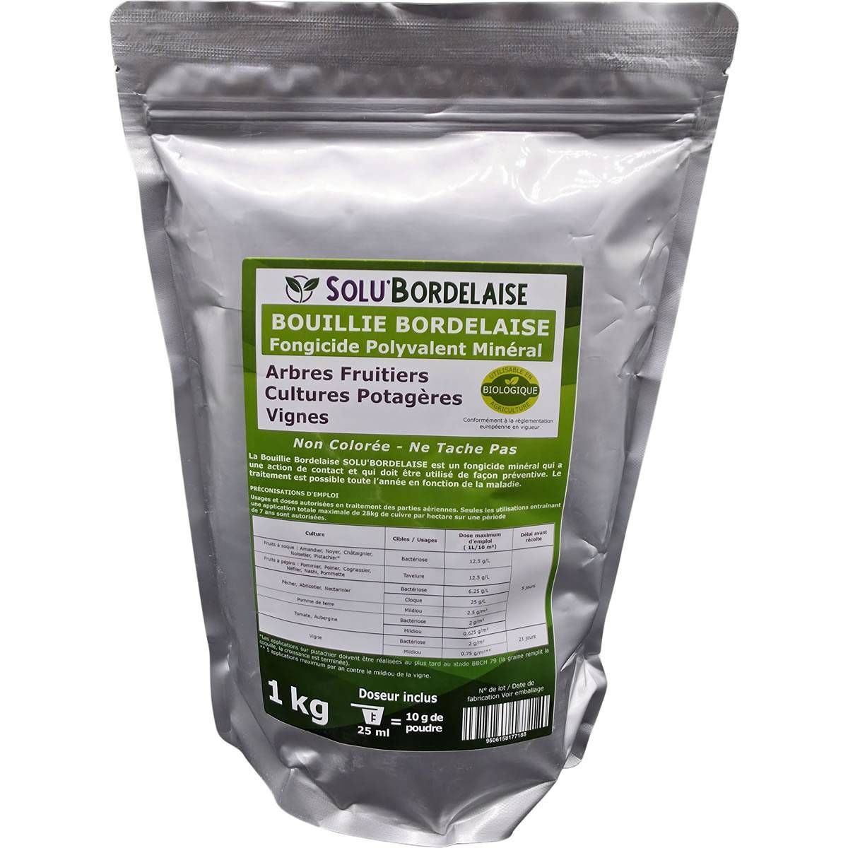 Solu'Bordelaise - Cloque du Pêcher - 3 kg de Bouillie Bordelaise Non Colorée - Polyvalent-Sulfate de Cuivre 200 g/kg - Doseur Inclus - Image 4