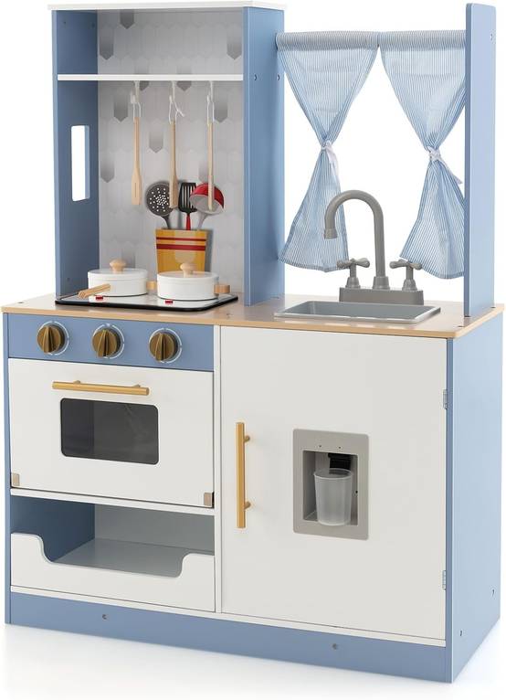 Cuisne Enfants 3 Ans+ COSTWAY en Bois -17 Accessoires, Sons et Lumières, Tableau Noir, Cadeau Idéal Marron - Jeux - Jouets Cuisne Enfants 3 Ans+ COSTWAY en Bois -17 Accessoires, Sons et Lumières, Tableau Noir, Cadeau Idéal Marron - Jeux - Jouets