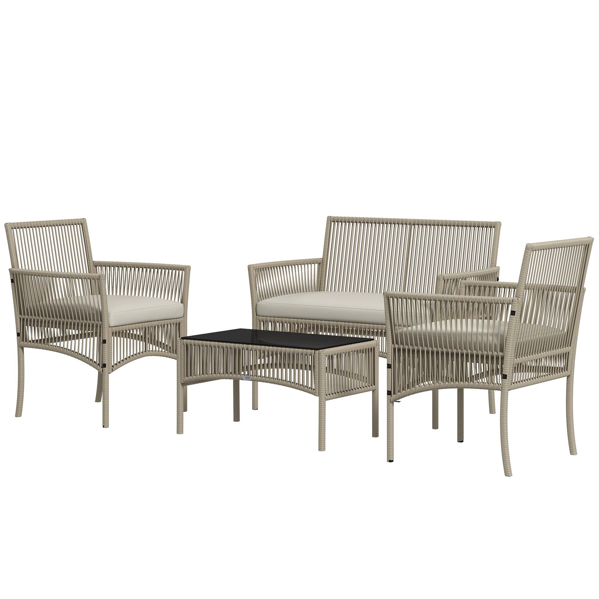 Ensemble salon de jardin 4 pièces | Mobilier de jardin Kaki Résine tressée 100x56x80 cm - Image 2