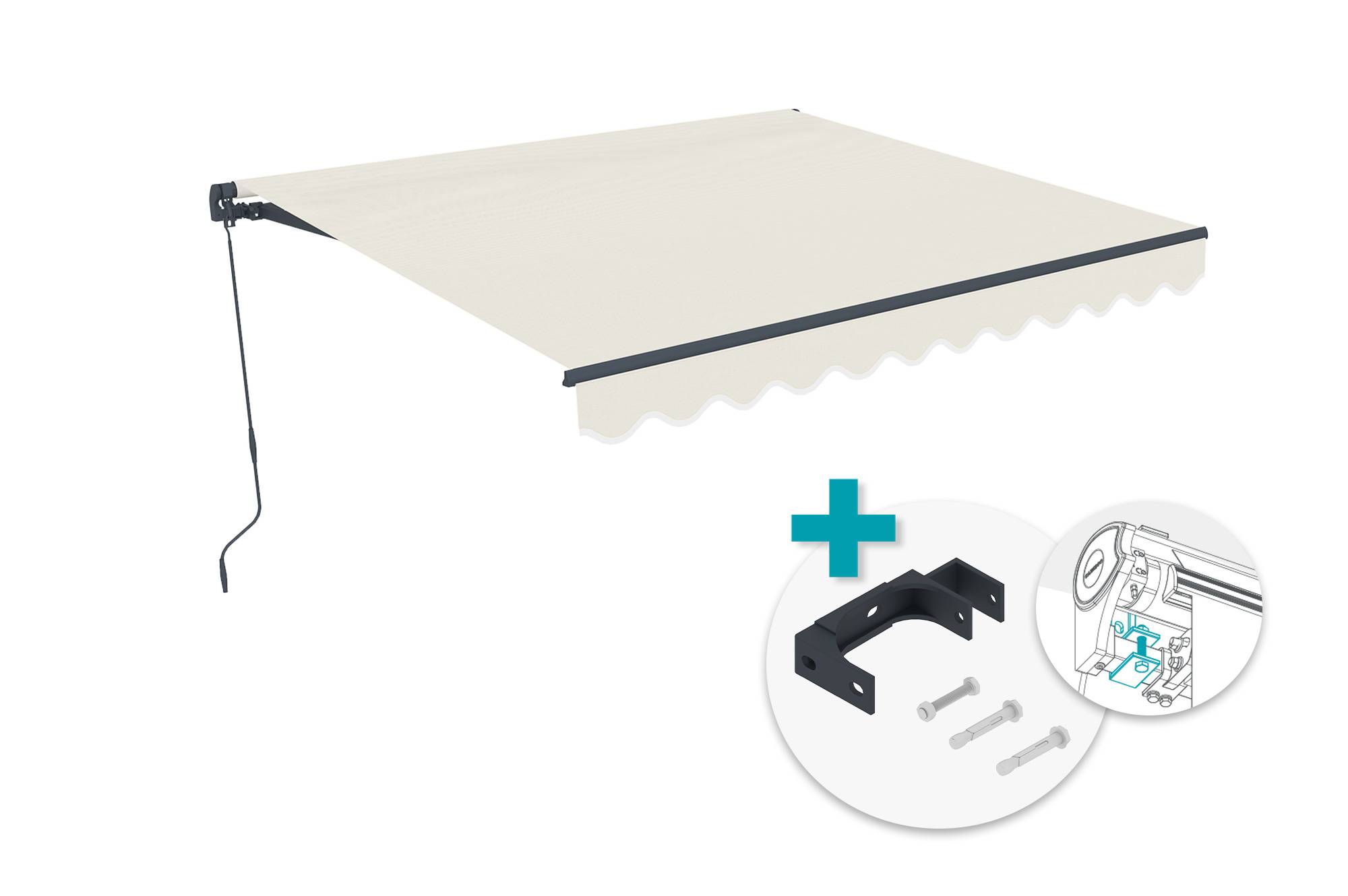 CAZEBOO - Cazeboo Store banne monobloc beige VECCHIO 3x2,5 m avec fixations plafond - Image 1