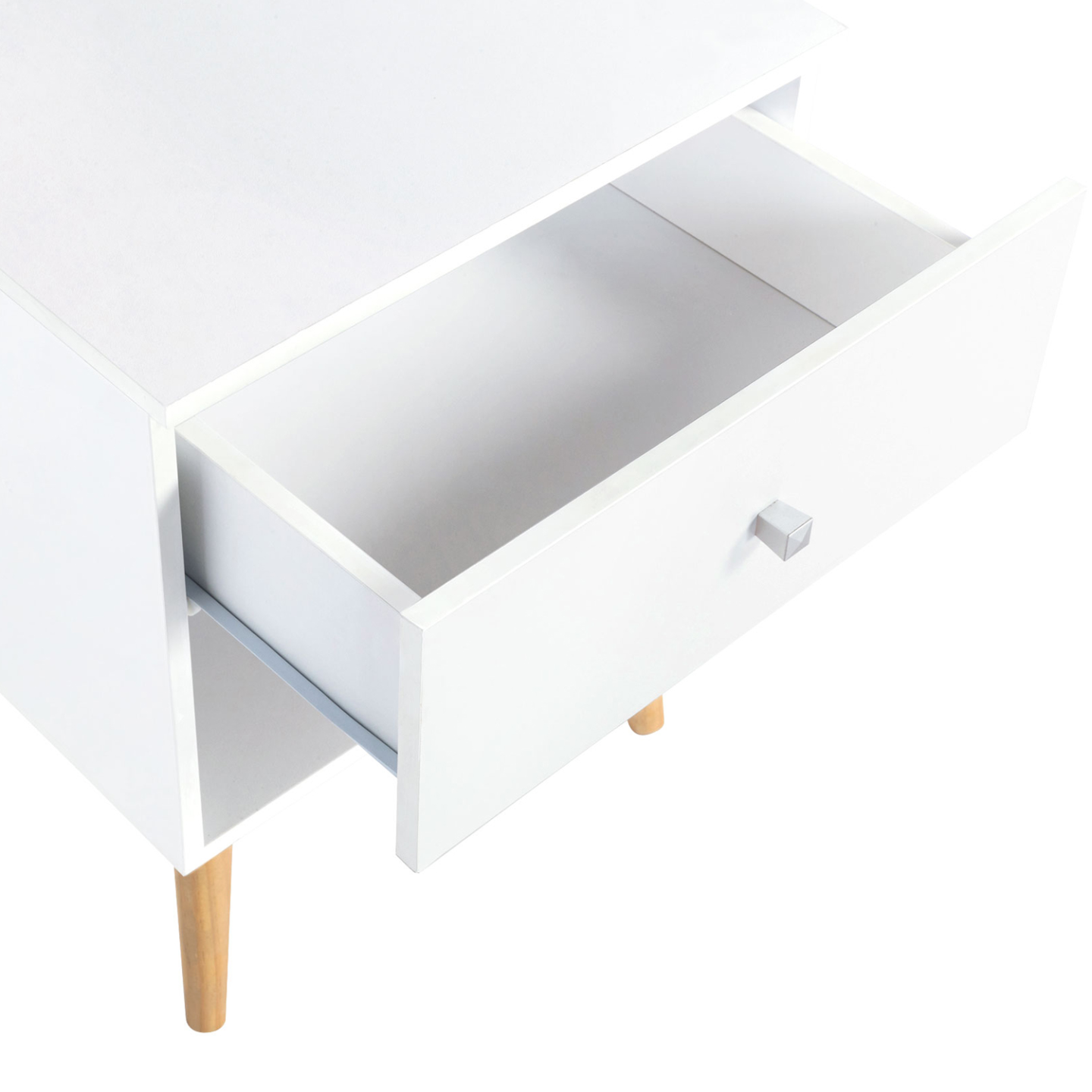 Lot de 2 tables de chevet EMMIE scandinaves 1 tiroir avec niche blanc - Image 6