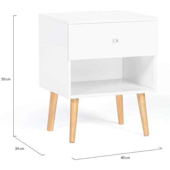Lot de 2 tables de chevet EMMIE scandinaves 1 tiroir avec niche blanc - Image 5