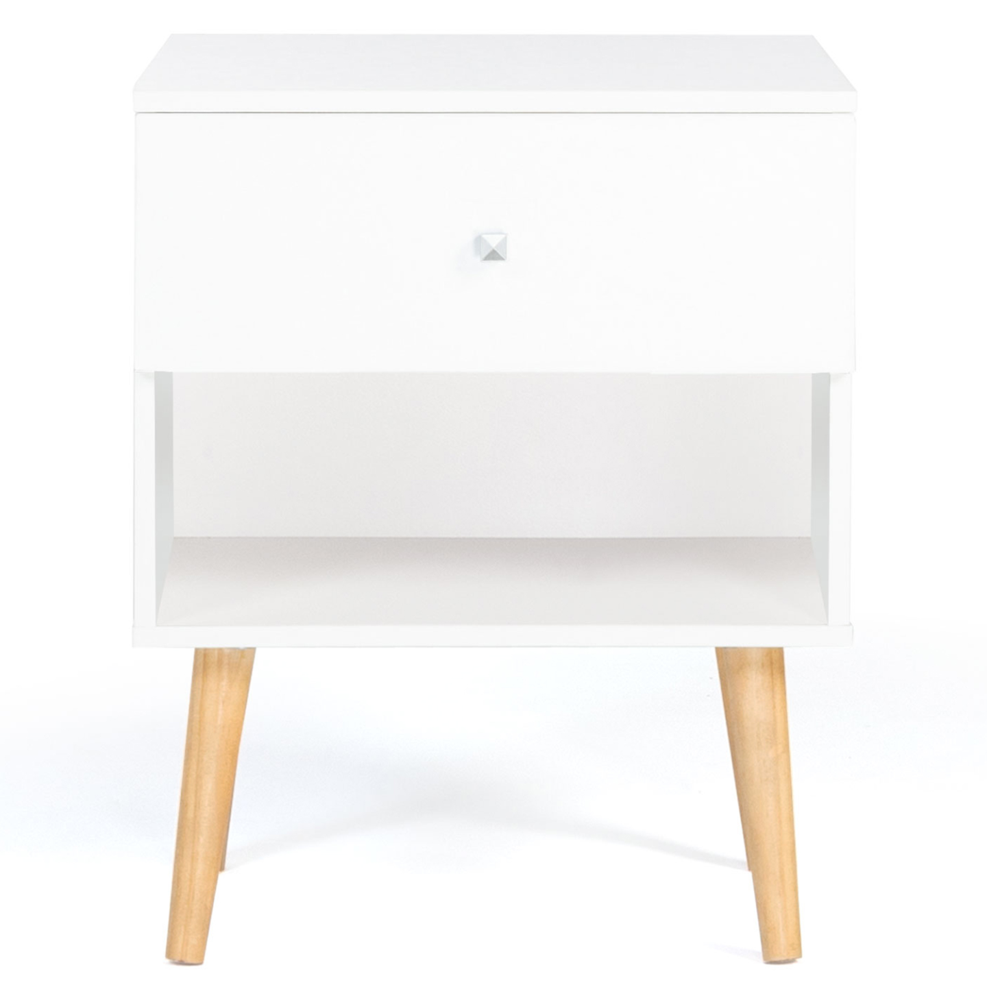 Lot de 2 tables de chevet EMMIE scandinaves 1 tiroir avec niche blanc - Image 3