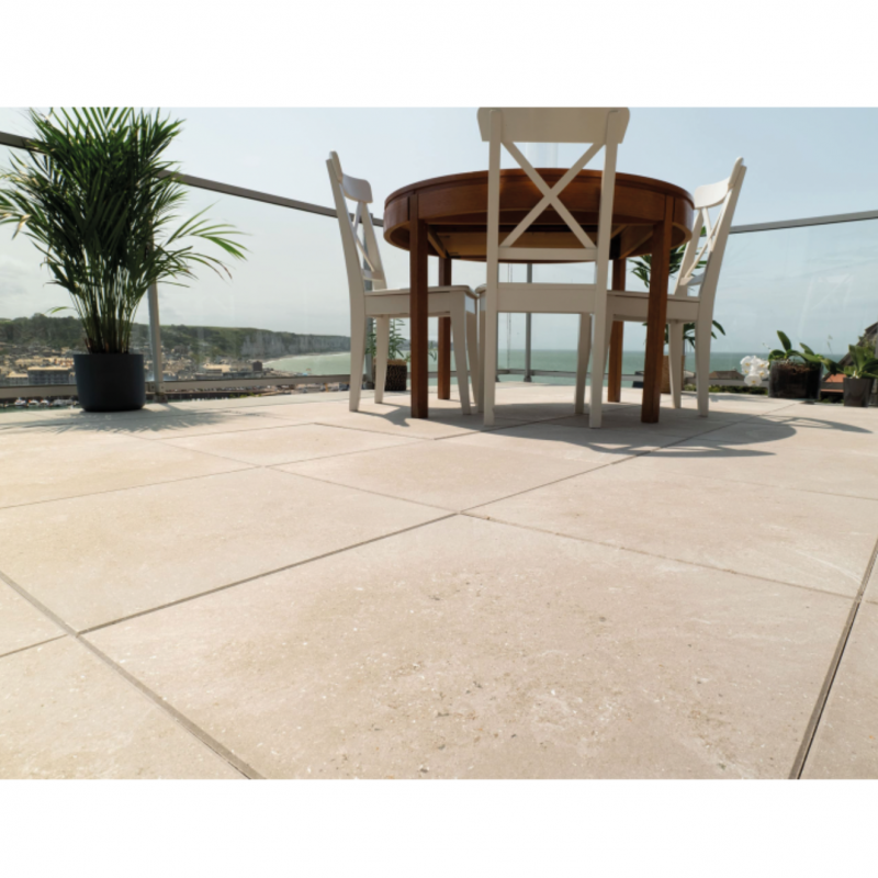 Dalle terrasse béton composite recyclé 50x50x3 cm - 7 kg : facile à poser - Sable  - Jardinex - Image 2
