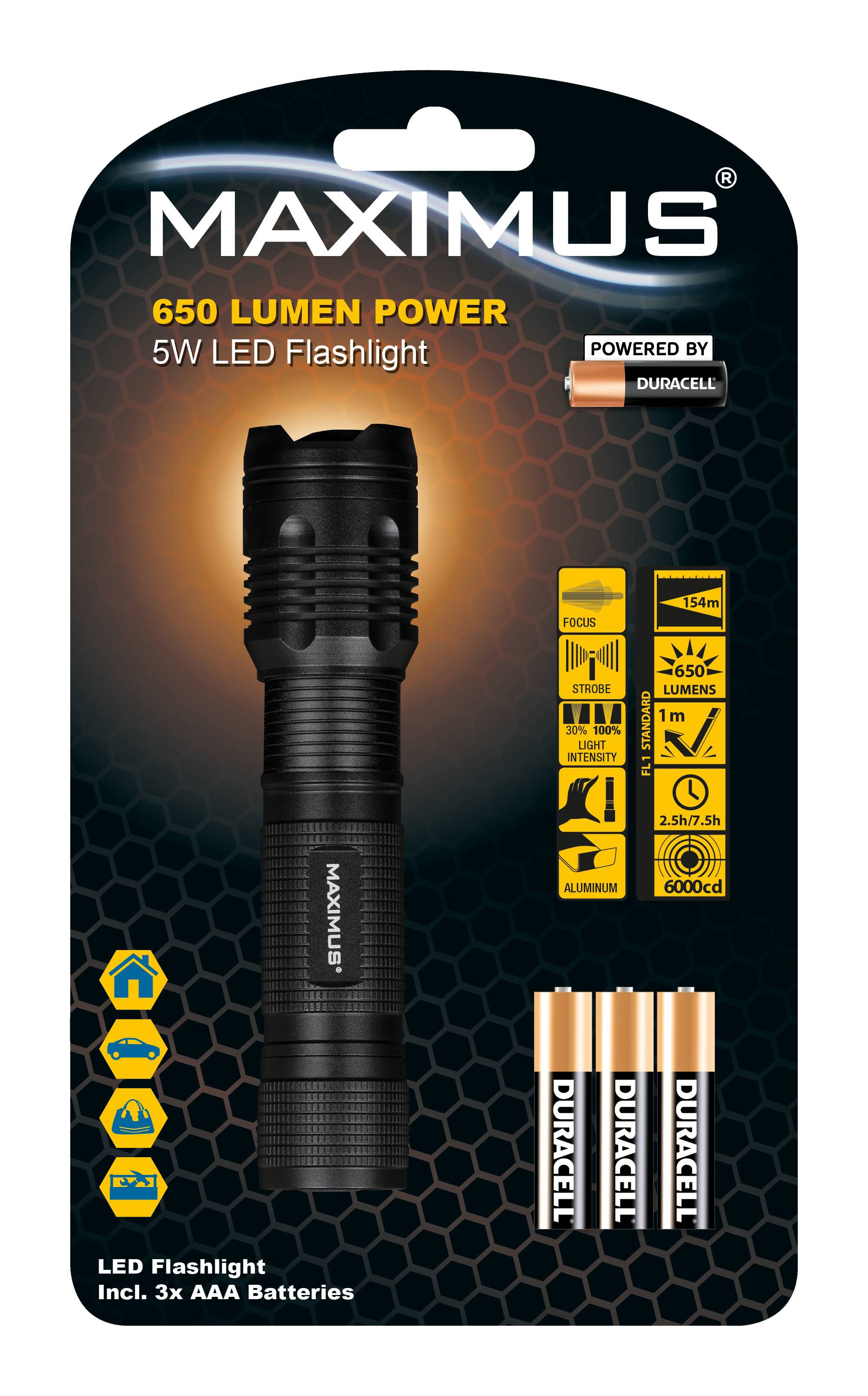 Maximus - Lampe torche Maximus Powered by Duracell M-FL-031-DU - 650lm