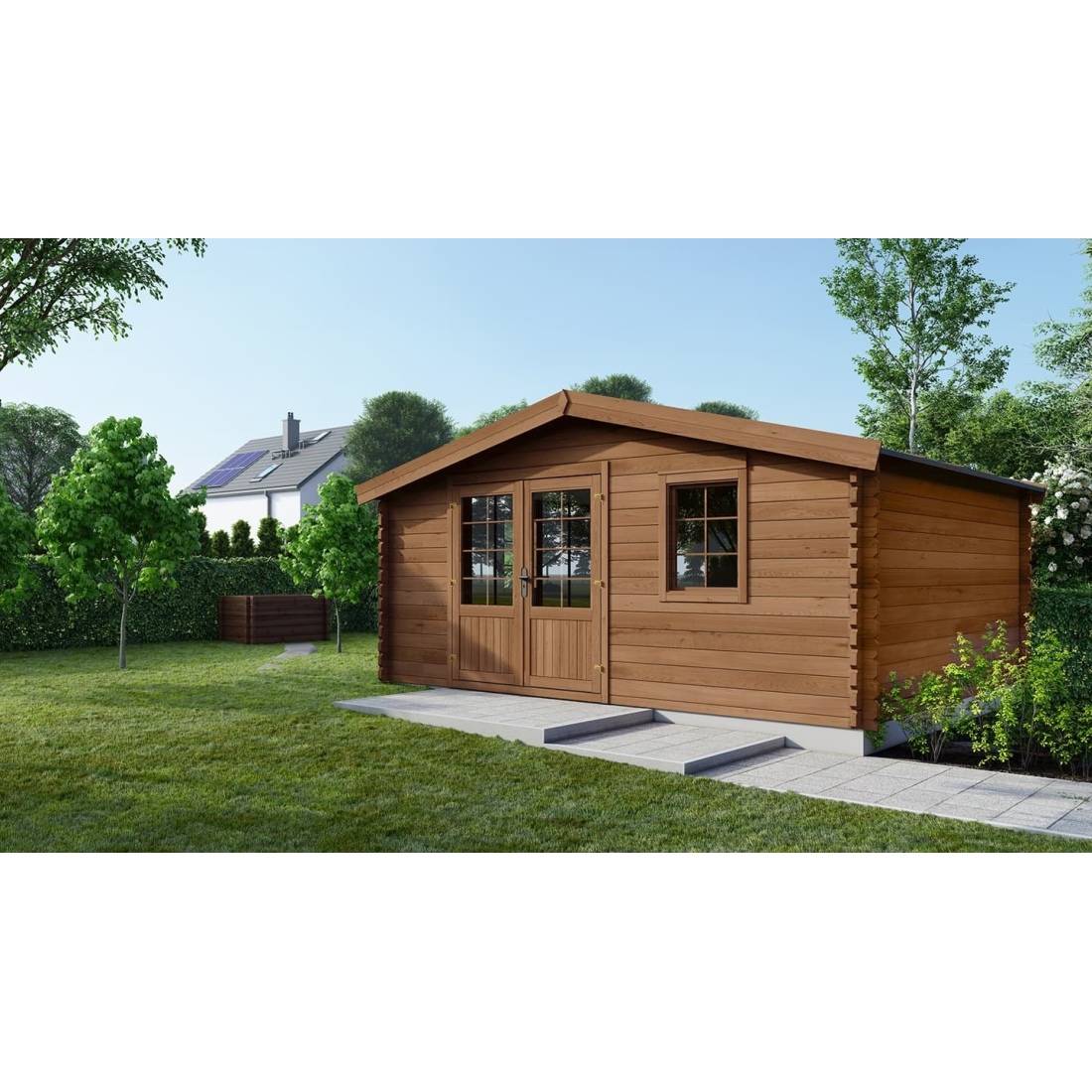 Altanka - Abri de jardin en bois - 12m2 - 4x3m - Traité - Ep. 28mm - Couleur: marron - DOM595 - ALTANKA - Imagen 1