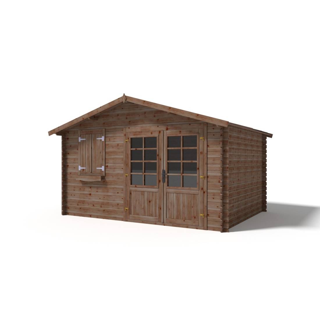 Altanka - Abri de jardin en bois - 12m2 - 4x3m - Traité - Ep. 28mm - Couleur: marron - DOM595 - ALTANKA - Imagen 2