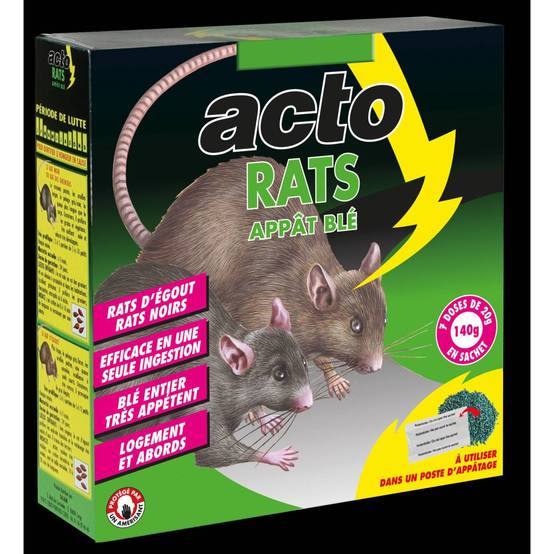 Acto - ACTO RATS Appât blé - 7 x 20 grs - Solution efficace contre rats noirs et rats d'égout. - Image 1