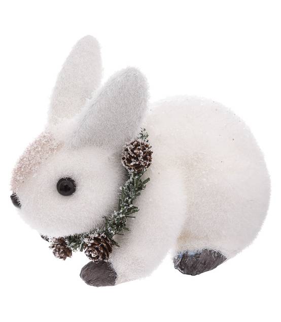 Déco de Noël Lapin avec couronne décorée 14 x 16.8 cm