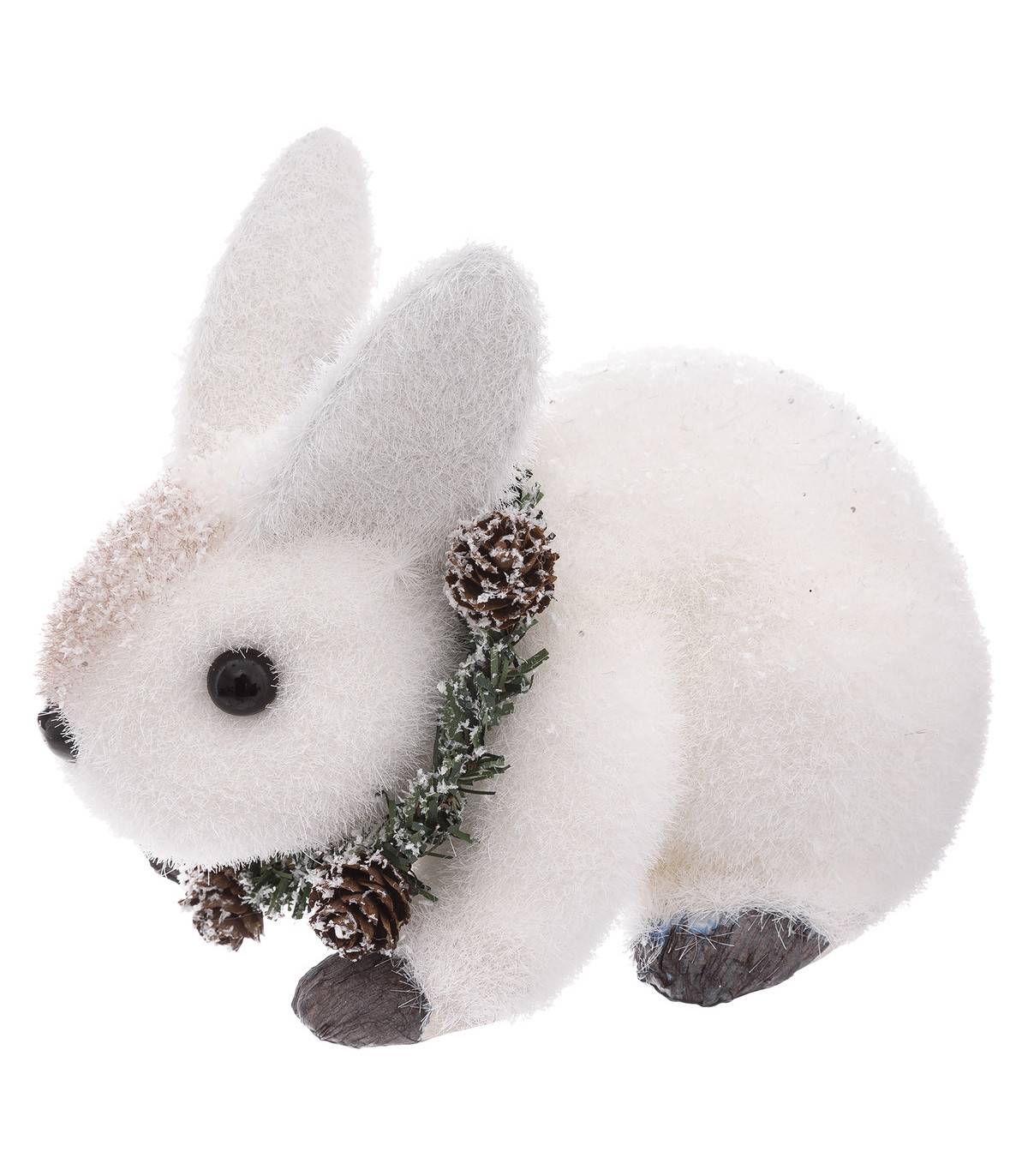 Déco de Noël Lapin avec couronne décorée 14 x 16.8 cm
