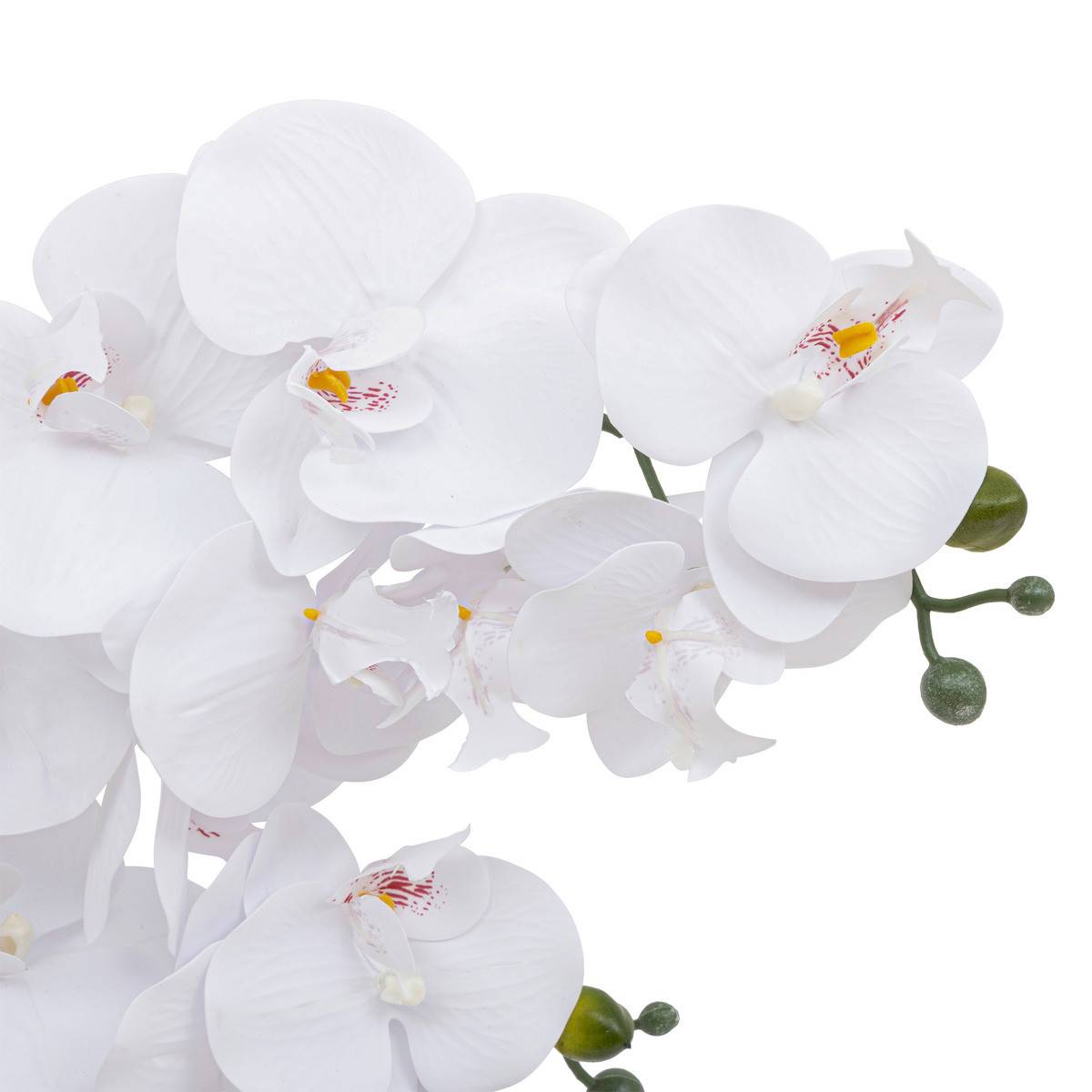 Plante artificielle Orchidée Blanche pot en céramique striée H 65 cm - Image 2