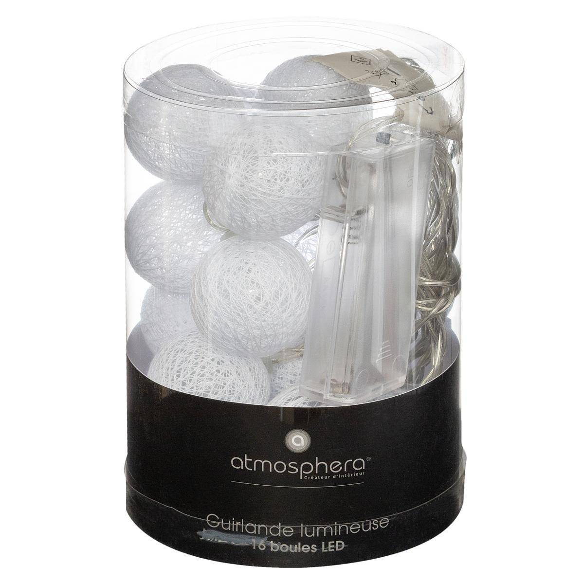 Atmosphera - Guirlande LED 16 boules pile blanc L255cm - Atmosphera Créateur d'intérieur - Image 5