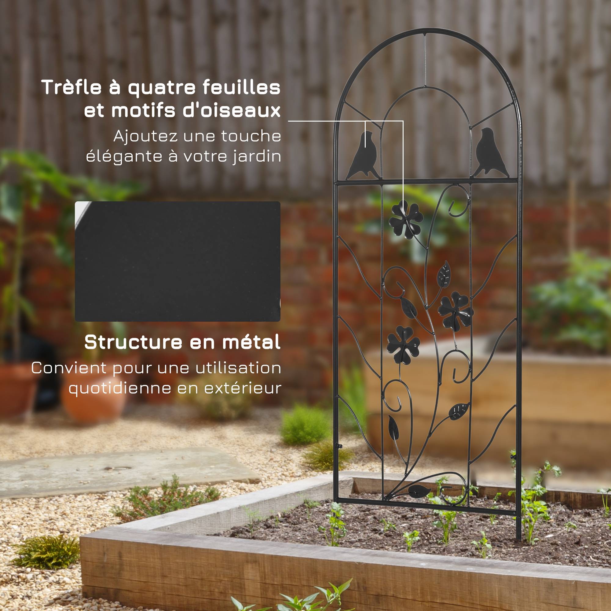 Treillis de jardin lot de 2 métal noir 38 x 0.8 x 98 cm - PANGIVO - Image 8