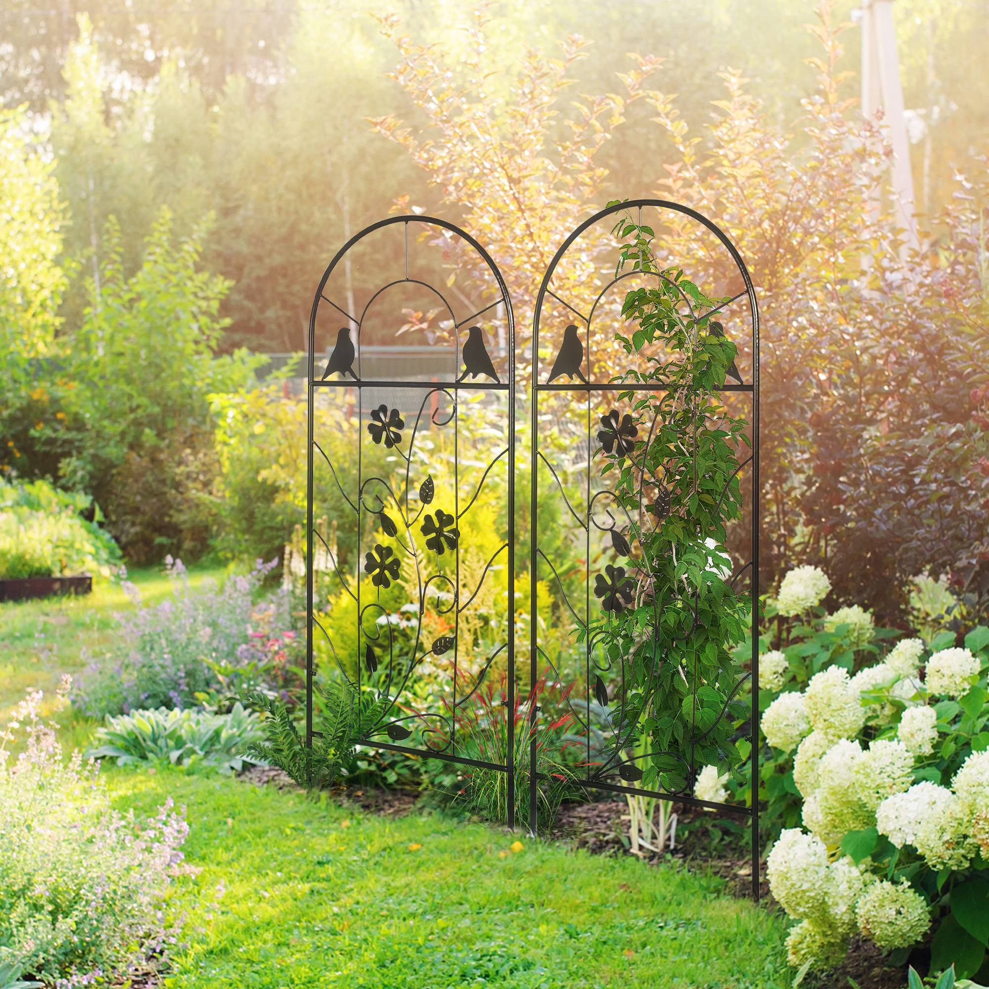 Treillis de jardin lot de 2 métal noir 38 x 0.8 x 98 cm - PANGIVO - Image 4