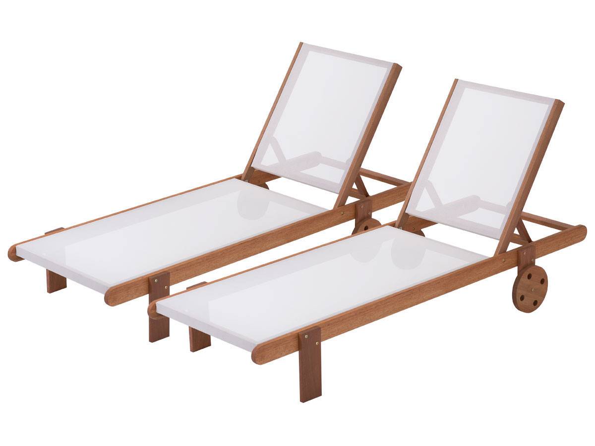 Habitat Et Jardin - Lot De 2 Bains De Soleil En Bois Exotique "saïgon" - Maple - Ecru -habitat Et Jardin - Image 1