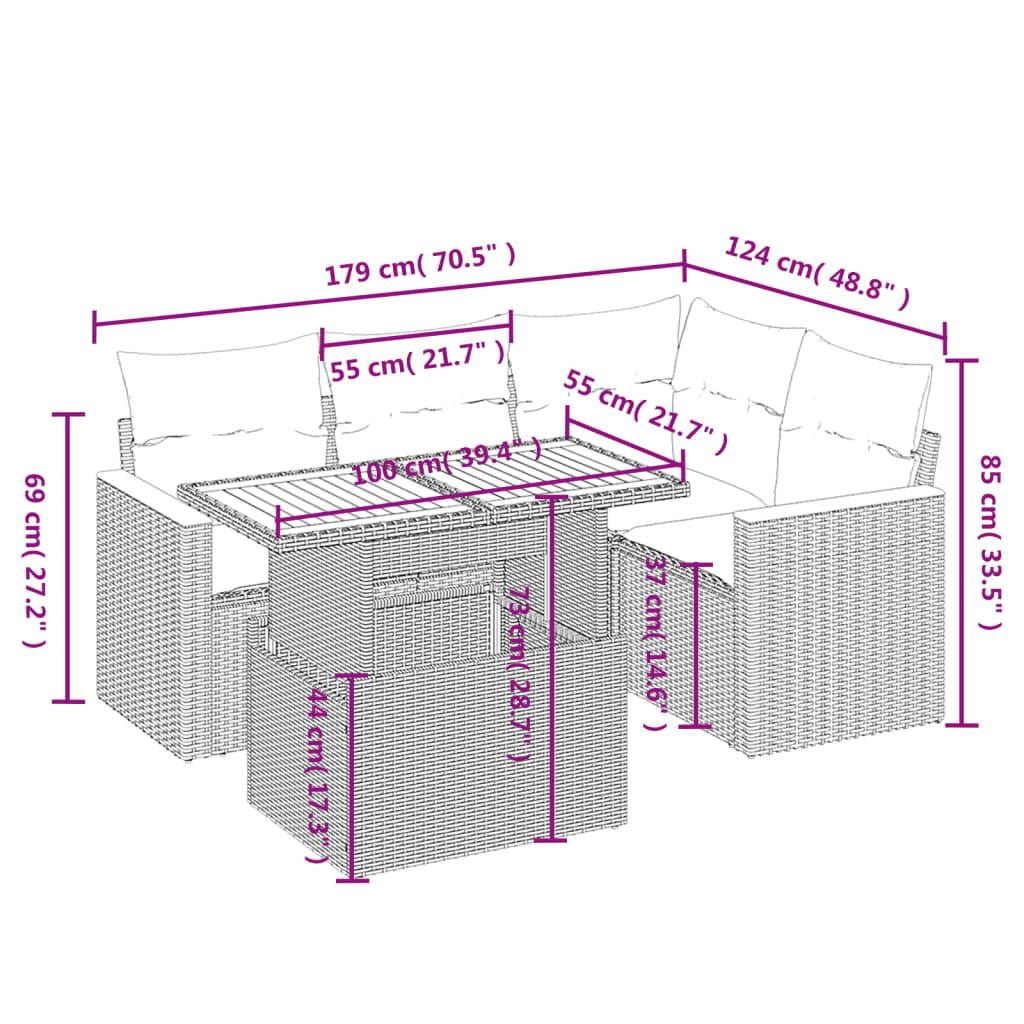 Salon de jardin 4 personnes résine tressée avec table transformable Beige – ComfortXL Outdoor Living - Image 3